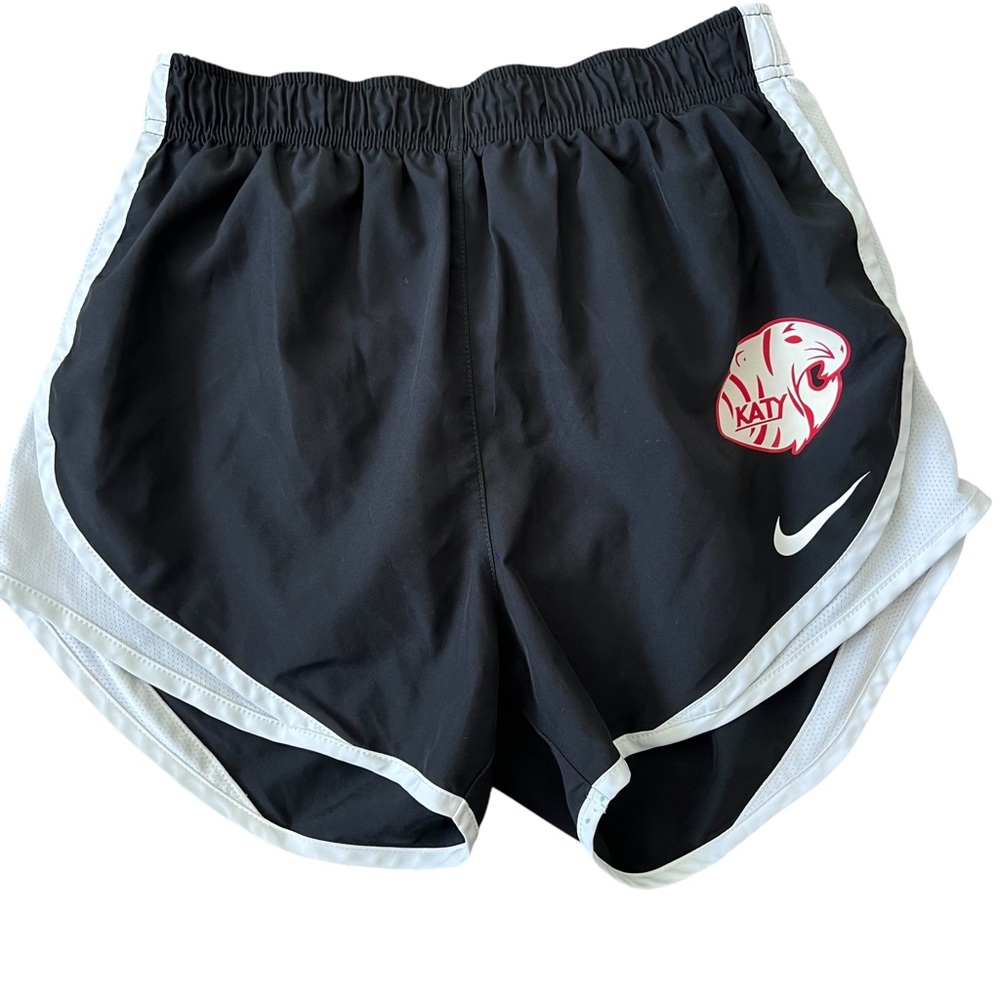 Nike Black and White Athletic Shorts with Curved Hem